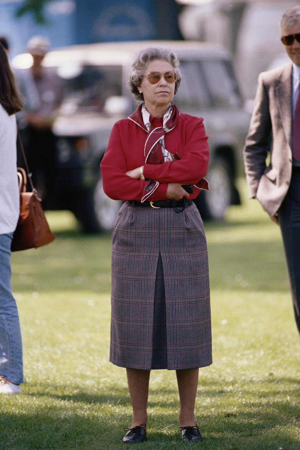 Queen Elizabeth II watching the Royal Windsor Horse Show, held at Home Park in Windsor, Berkshire, England, Great Britain, 16 May 1992. (Photo by Tim Graham Photo Library via Getty Images)