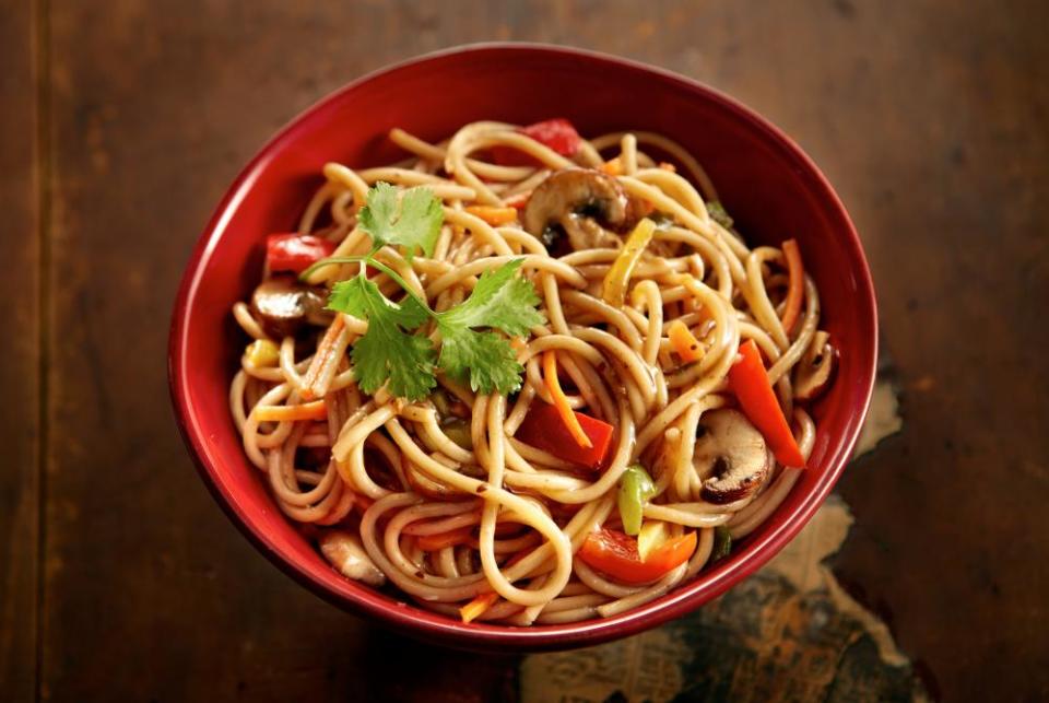 A Thai noodle broth is swiftly thrown together using a microwave.