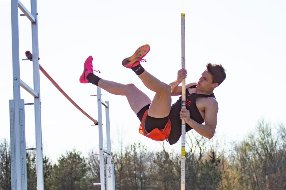 Makinlee Packer takes sixth in the pole vault event for Jonesville boys track.