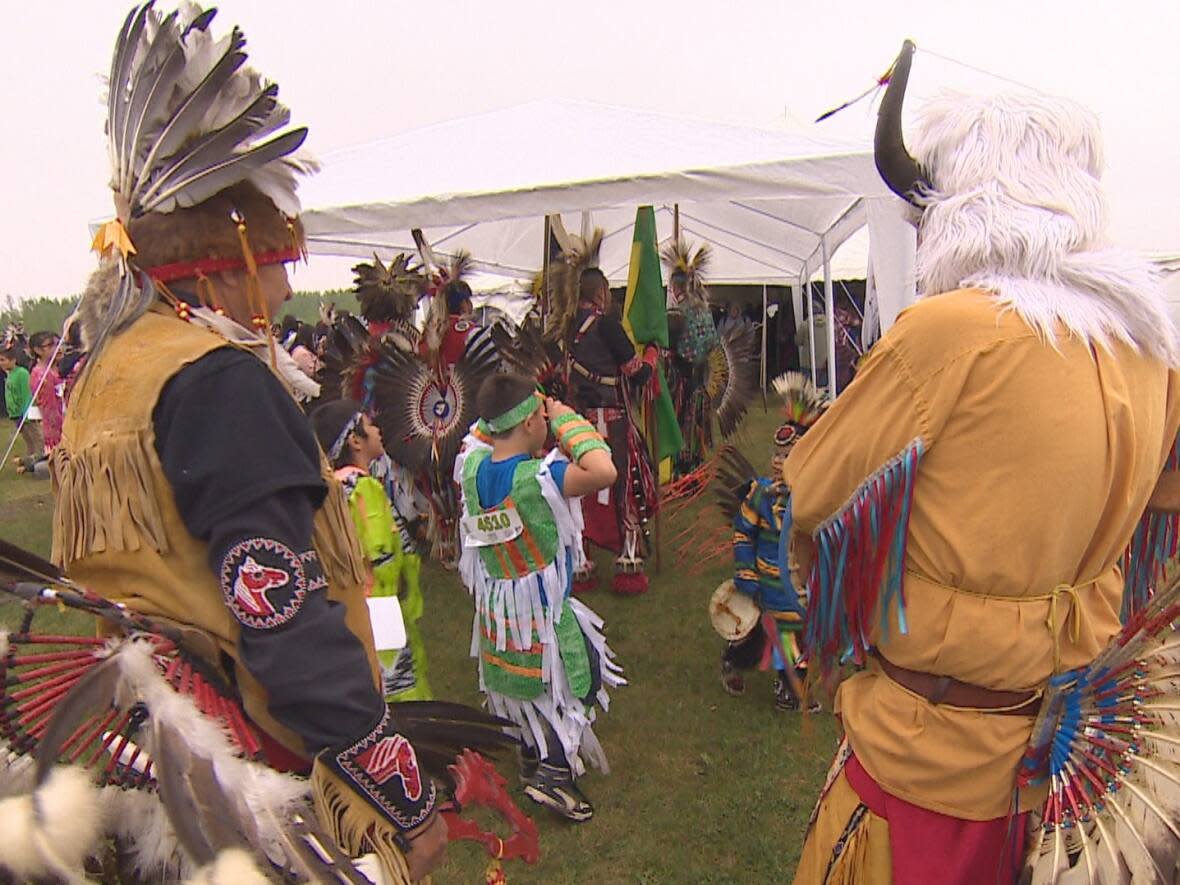 James Smith Cree Nation had its first powwow since the mass stabbing that happened in late 2022. (Richard Agecoutay/CBC News - image credit)