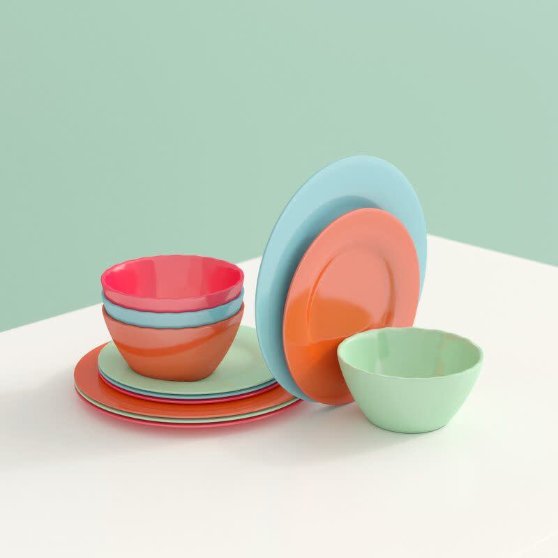 6) Markita Melamine 12 Piece Dinnerware Set