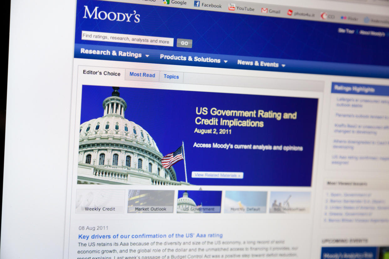 Moody's homepage in 2011 commenting on the US financial crisis.