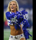 Dallas cheerleader showing the Cowgirl moves