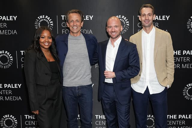 <p>Courtesy of The Paley Center for Media</p> Domonique Burroughs, Seth Meyers, Sean Evans and Chris Schonberger