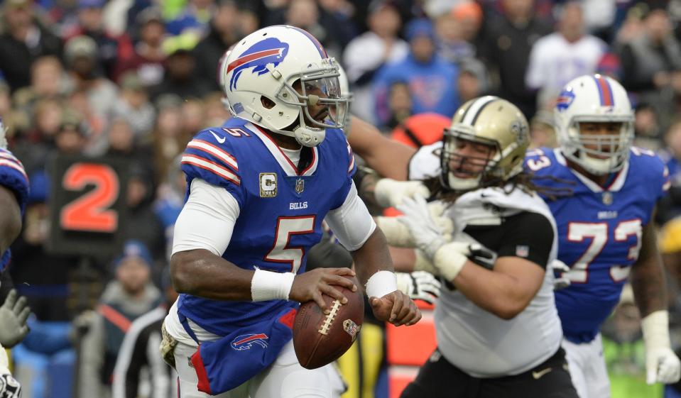 Tyrod Taylor, battered by the Saints, is headed for the bench. (AP)