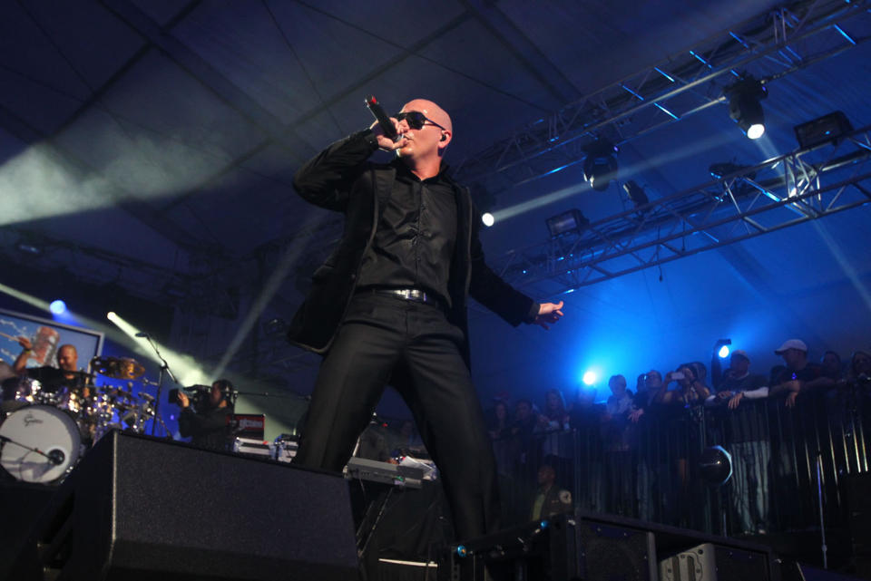 Pitbull performs at the Bud Light Hotel concert.