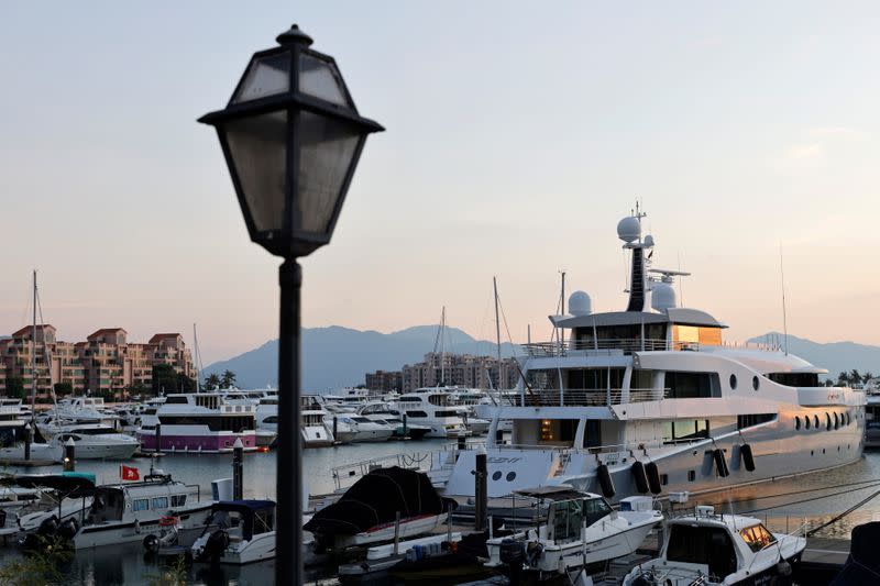 The yacht "Event" is docked in Hong Kong