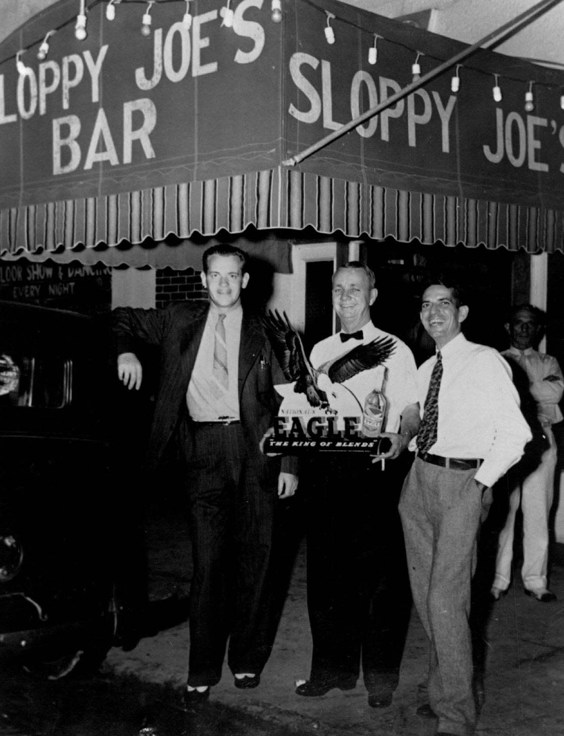 Sloppy Joe’s Bar in Key West in the the late 1930s with the original proprietor, Josie ‘Sloppy Joe’ Russell, center. Russell was immortalized by Nobel Prize winning author, Ernest Hemingway, as the protagonist Harry Morgan in the classic “To Have and Have Not. The original Sloppy Joe’s location is now Captain Tony’s Saloon. Miami Herald File