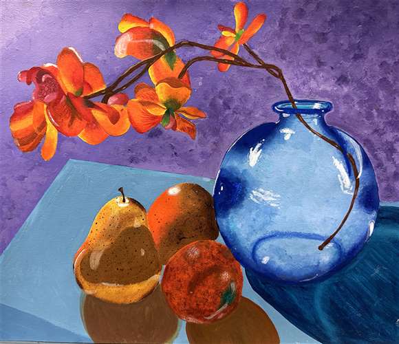 The painting "Untitled Still Life" by Kayley Alvarez-Ortiz is one of the more than 500 works of art by junior and senior high students from southwestern Michigan and northern Indiana in the “2023 Scholastic Art Awards” exhibit from Feb. 4 to April 29, 2023, at the South Bend Museum of Art.