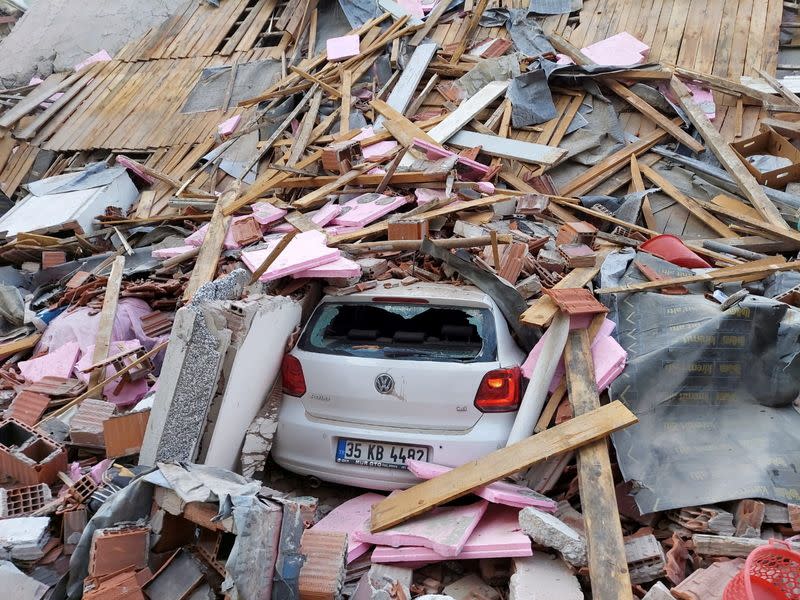 A building collapsed after a strong earthquake struck the Aegean Sea where some buildings collapsed in the coastal province of Izmir