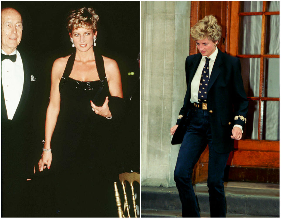 Diana also liked wearing tuxedo-style outfits and she wore a lot of black. 