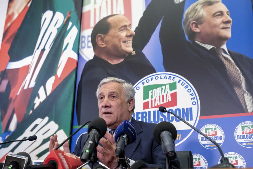 Italy's Foreign Minister and Forza Italia party leader Antonio Tajani speaks about the results of the European elections in Rome, 10 June 2024