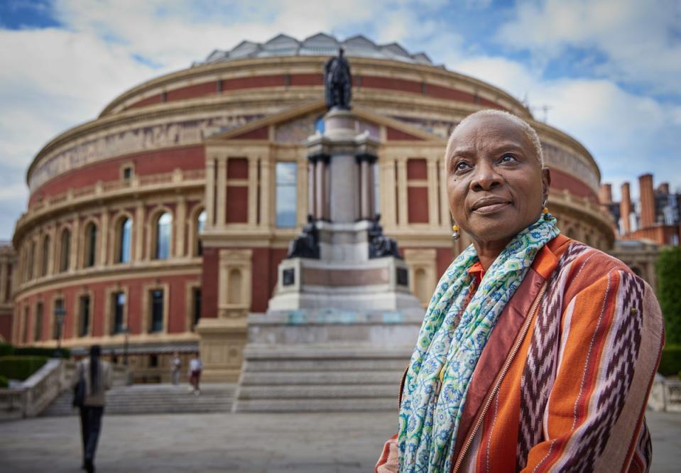 Kidjo outside the Royal Albert Hall (Matt Writtle)