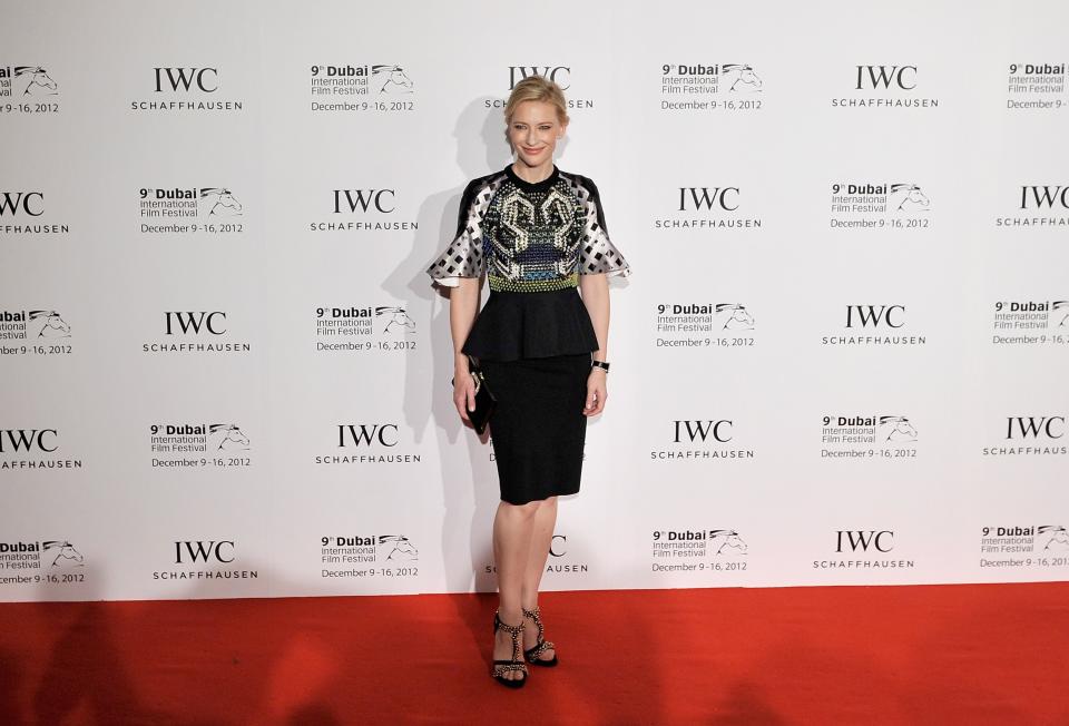 DUBAI, UNITED ARAB EMIRATES - DECEMBER 10: Actress Cate Blanchett attends the Dubai International Film Festival and IWC Schaffhausen Filmmaker Award Gala Dinner and Ceremony at the One and Only Mirage Hotel on December 10, 2012 in Dubai, United Arab Emirates. (Photo by Gareth Cattermole/Getty Images for DIFF)