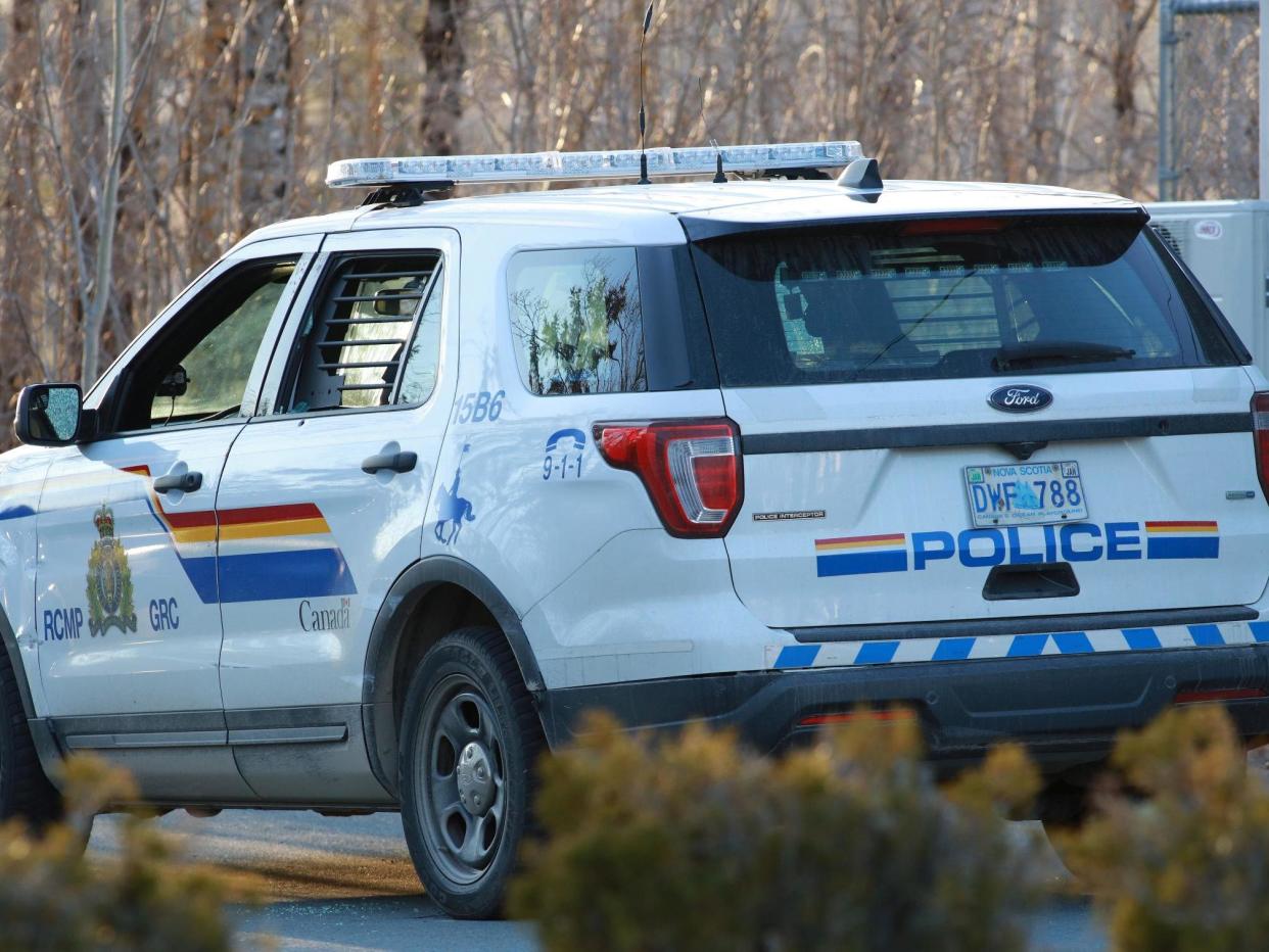 A damaged RCMP vehicle in Nova Scotia: (Reuters)