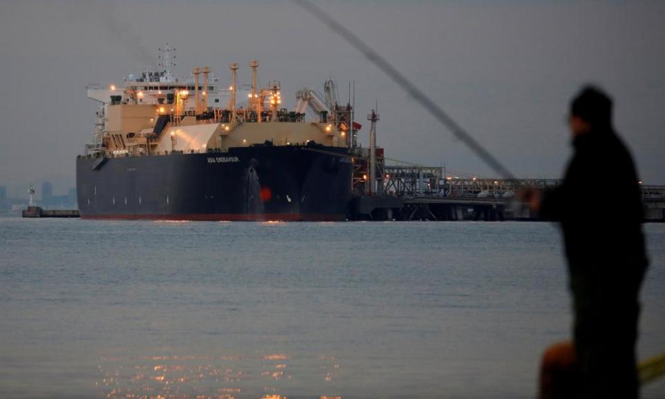 A LNG tanker moored at a thermal power station in Futtsu, east of Tokyo. Most of Australia’s gas is exported with Japan and South Korea among the biggest customers.