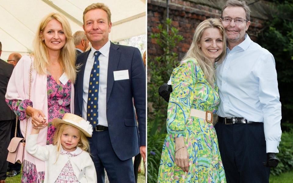 The MP with his family before, and, right, after his sepsis. His wife Kati fought to get him to hospital in September last year