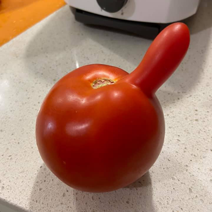 Phallic tomato X-rated detail