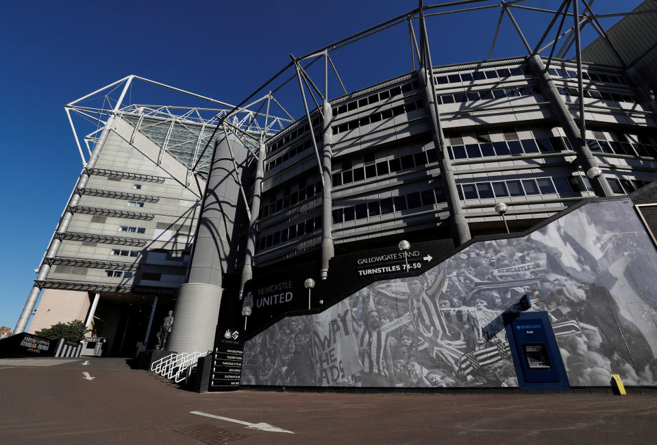 Image: A general view outside St James' Park in Newcastle on April 15, 2020. (Lee Smith / Reuters)