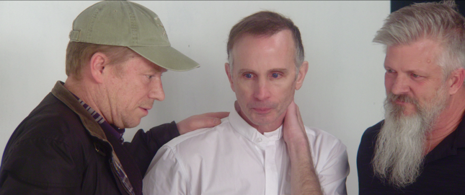 Ed Gavagan, Michael Sandridge and Dan Laurine in a scene from Procession, a documentary that follows six men, all survivors of childhood sexual abuse by Catholic priests and clergy, who come together to direct a drama therapy-inspired experiment designed to collectively work through their trauma