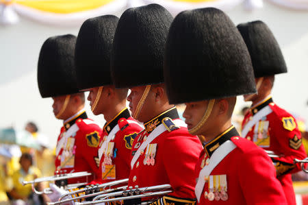 Honour guards are seen ahead of a coronation procession for Thailand's newly crowned King Maha Vajiralongkorn in Bangkok, Thailand May 5, 2019. REUTERS/Soe Zeya Tun