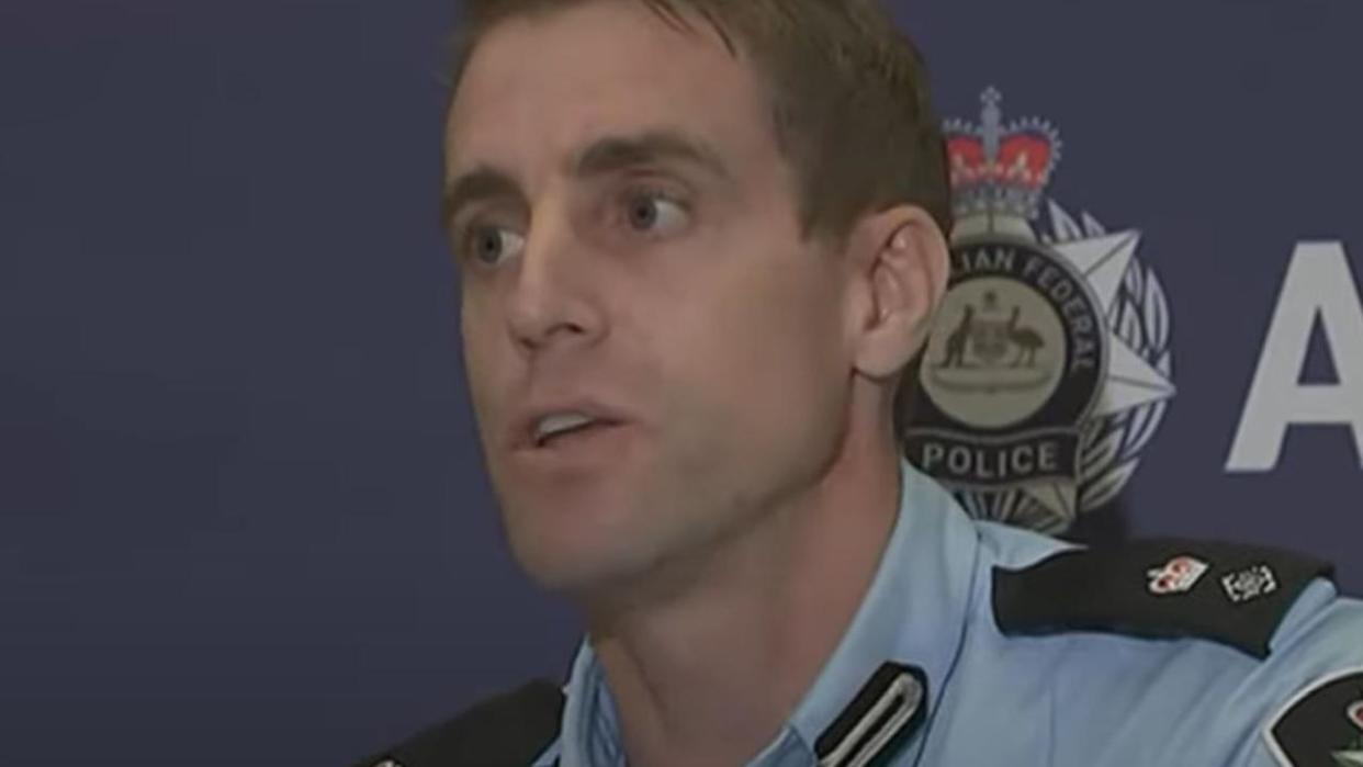 AFP Detective Superintendent Adrian Telfer speaks to the media. Picture: Supplied / ABC