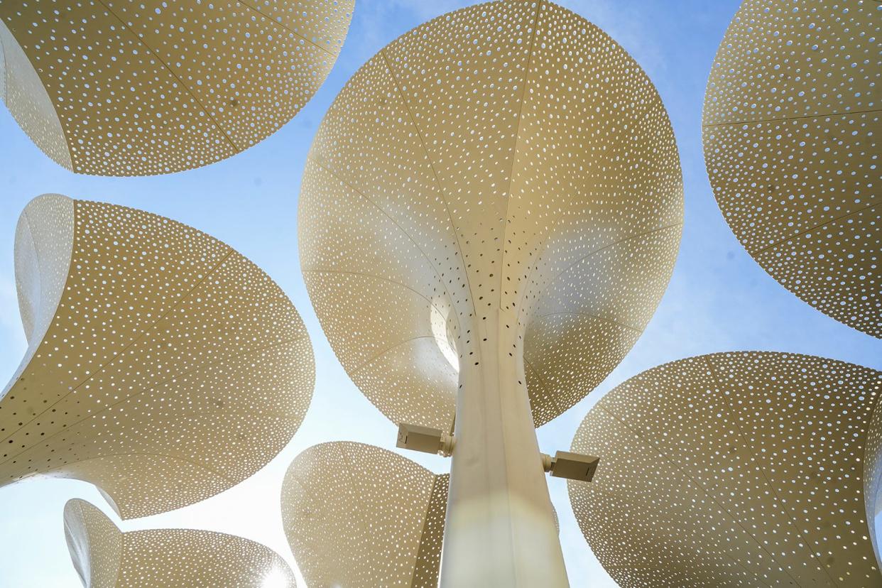 The new petal-like structures at the Blanton Museum of Art are part of the museum's redesin done by architecture firm Snøhetta.
