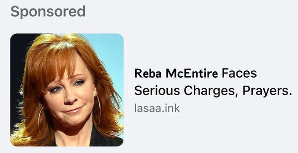 An online rumor said Reba McEntire was facing serious charges and asked for prayers regarding a trial involving Martha MacCallum and Fox News.