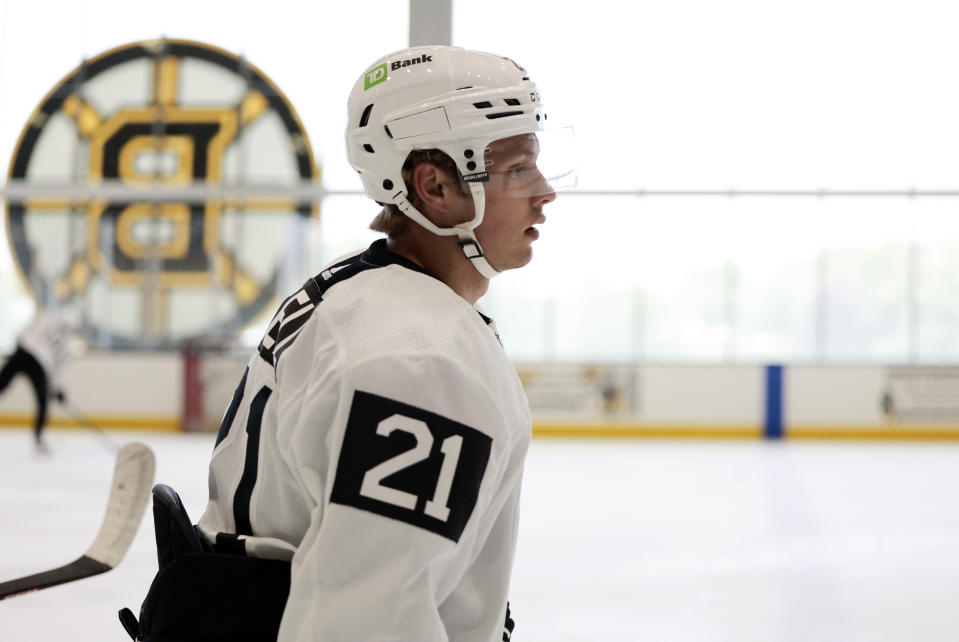 BRIGHTON, MA - JULY 06: Boston Bruins forward Fabian Lysell (21) during Boston Bruins Development Camp on July 6, 2023, at Warrior Ice Arena in Brighton, Massachusetts. (Photo by Fred Kfoury III/Icon Sportswire via Getty Images)