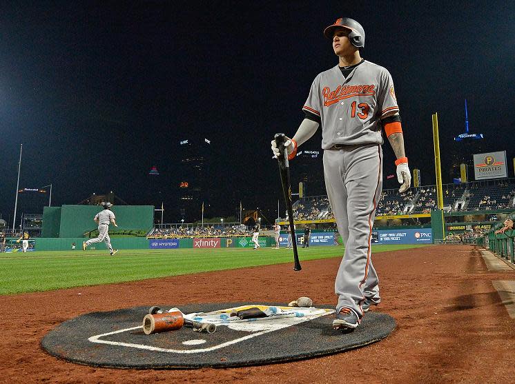Manny Machado’s an elite defender everywhere on the field. Even the on deck circle. (Getty Images)