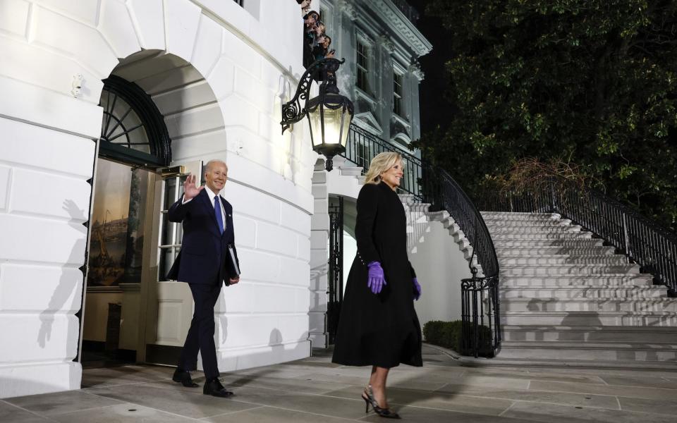 Joe Biden and First Lady Jill Biden enter the presidential limousine, nicknamed the Beast - Anna Moneymaker/Getty 