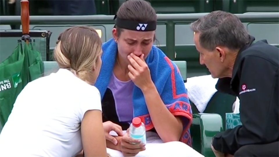 Sevastova looked in great distress. Image: WTA