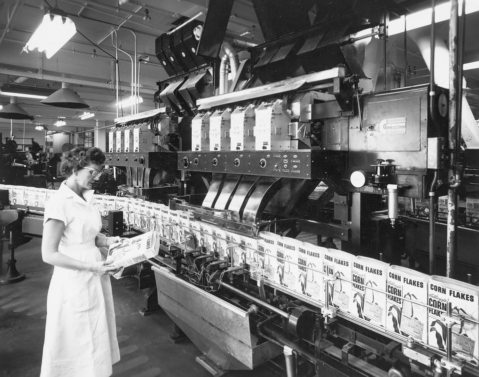 Eine Cornflakes-Fabrik aus dem vergangenen Jahrhundert. (Foto: Getty Images)