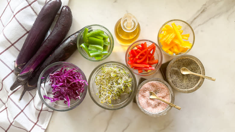 ingredients for gaji mari on counter