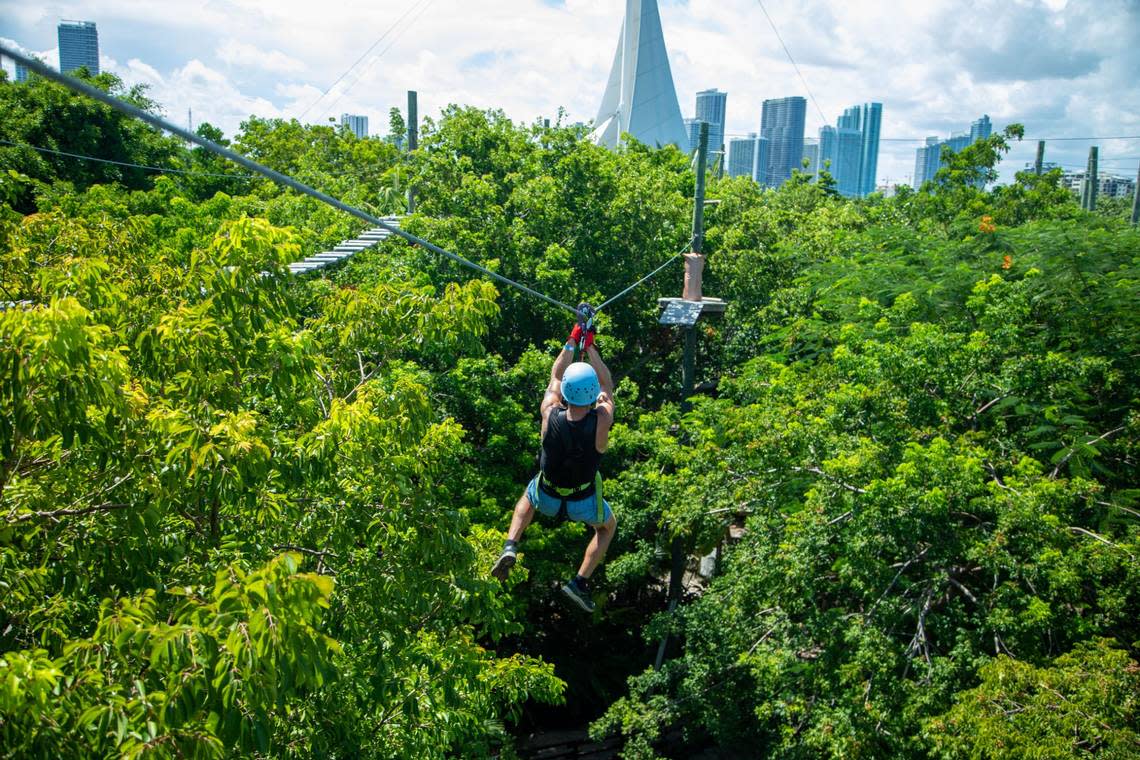 Treetop Trekking Miami aerial zipline adventure park on on Watson Island
