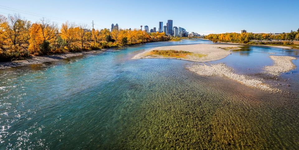 The Bow River flows through the downtown Calgary in a file photo from 2021.