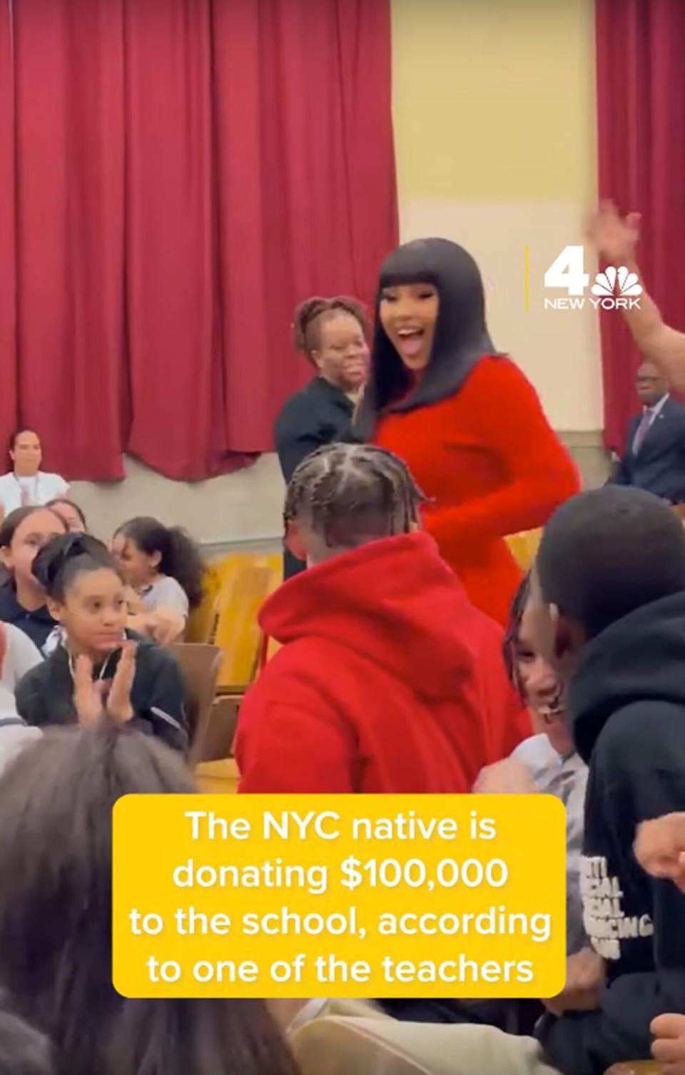 Cardi B Surprises Kids at Old Bronx Middle School