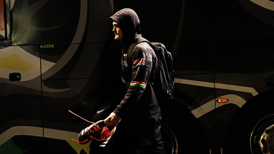 Nathan Cleary boards the bus. 
