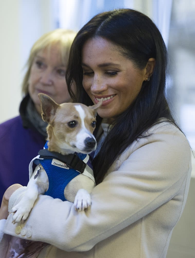 Minnie se vio muy a gusto en los brazos de Meghan. The Indian Express