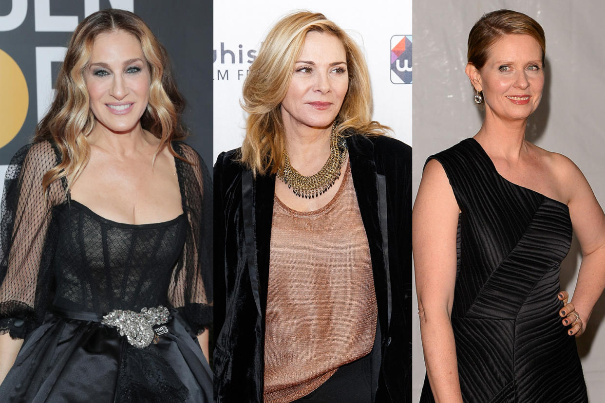 Sarah Jessica Parker and Cynthia Nixon have reached out to Kim Cattrall via social media to offer condolences about her brother. (Photos: Getty Images)