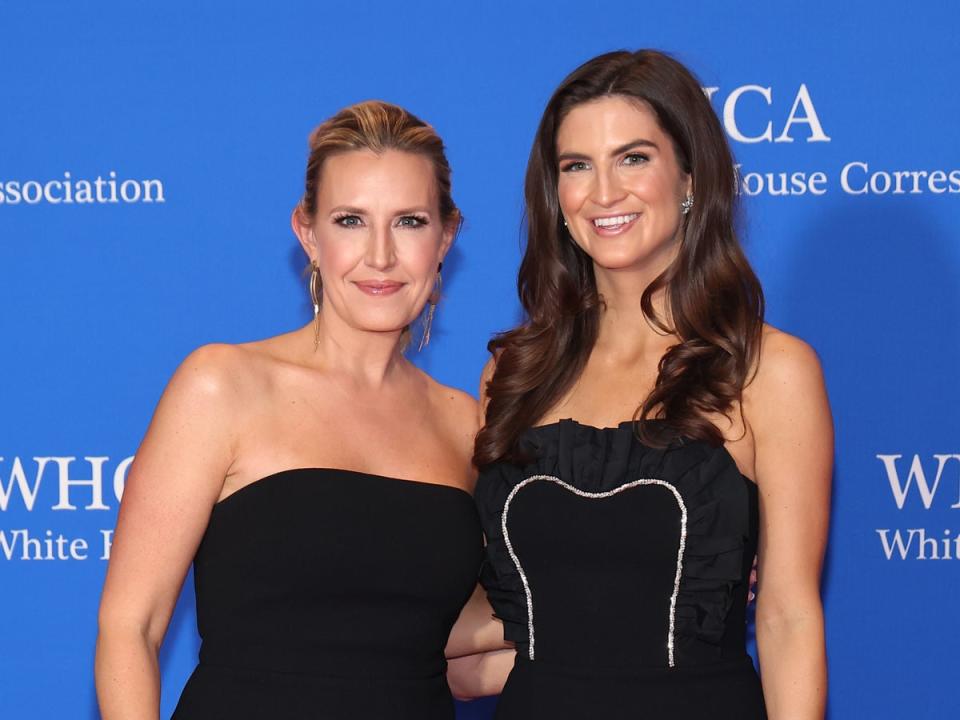 Poppy Harlow and Kaitlan Collins attend the 2023 White House Correspondents' Association Dinner (Getty Images)