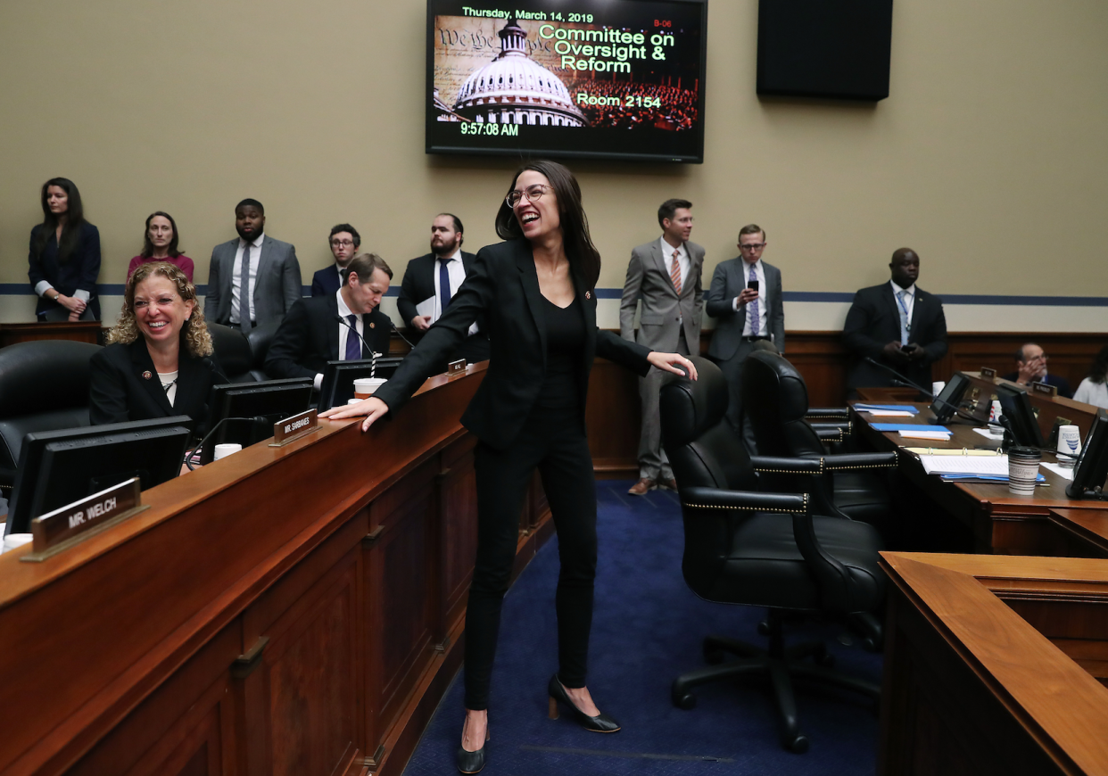 Rep. Alexandria Ocasio-Cortez blew off some steam between hearings with a little exercise. (Photo: Mark Wilson/Getty Images)