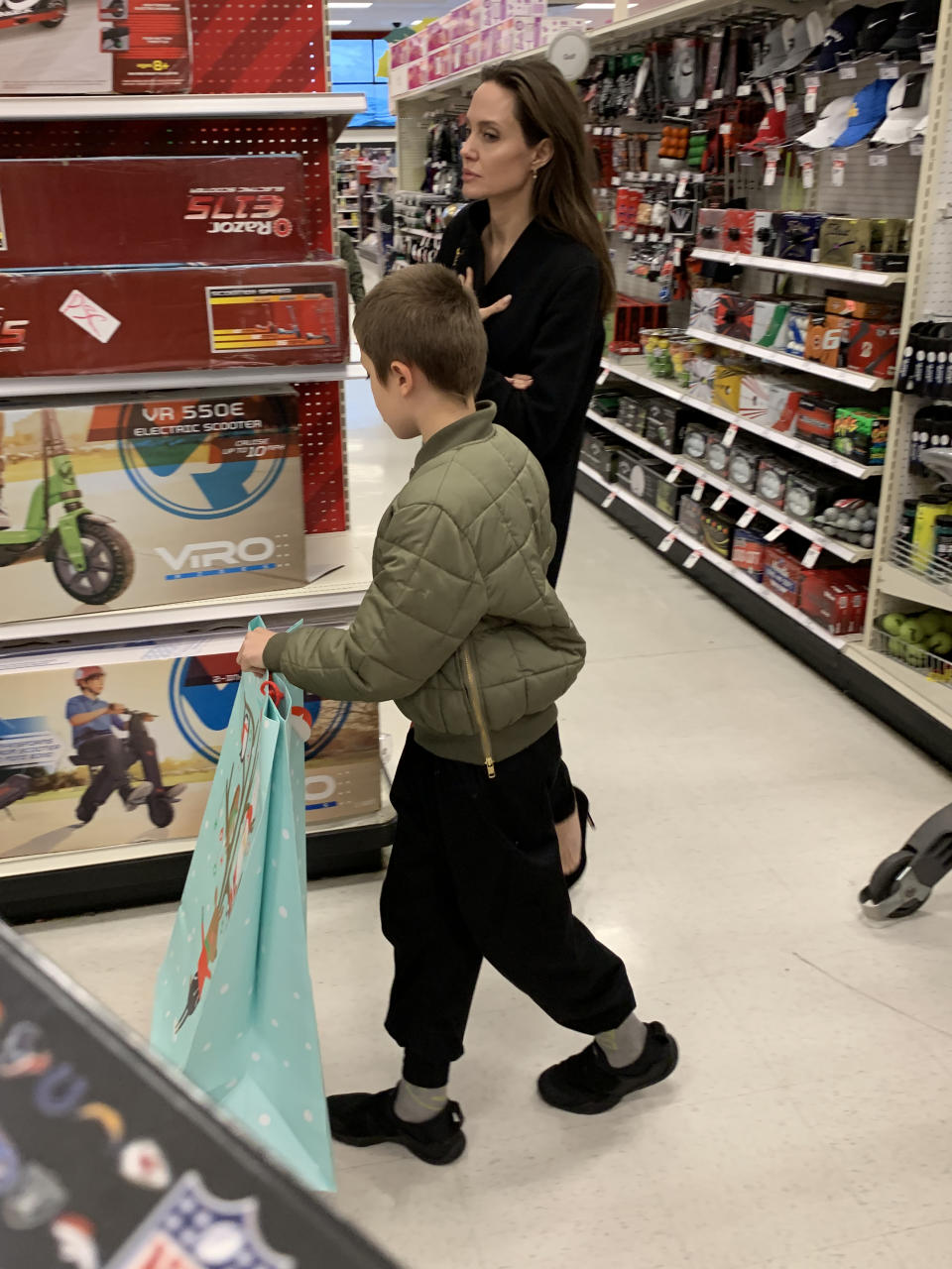 Angelina Jolie was spotted shopping at the West Hollywood Target store with two of her children, Knox, 10, and Shiloh, 12. Photo: Diimex