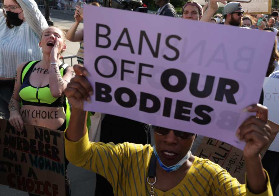 Pro-choice activists protest during a rally in front of the U.S. Supreme Court in response to the leaked Supreme Court draft decision to overturn Roe v. Wade May 3, 2022 in Washington, DC. (Photo by Alex Wong/Getty Images)