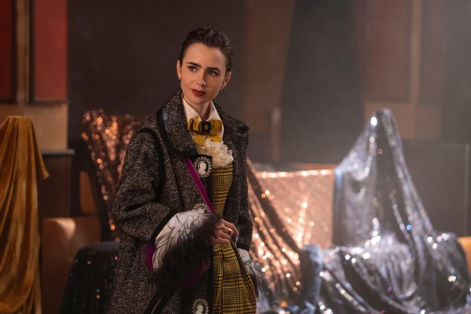 <h1 class="title">Emily in Paris. Lily Collins as Emily in Emily in Paris. Cr. Stephanie Branchu/Netflix © 2024</h1><cite class="credit">STEPHANIE BRANCHU/NETFLIX</cite>