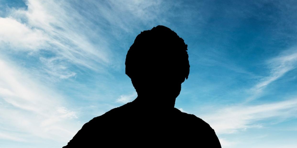 male silhouette on a beach background