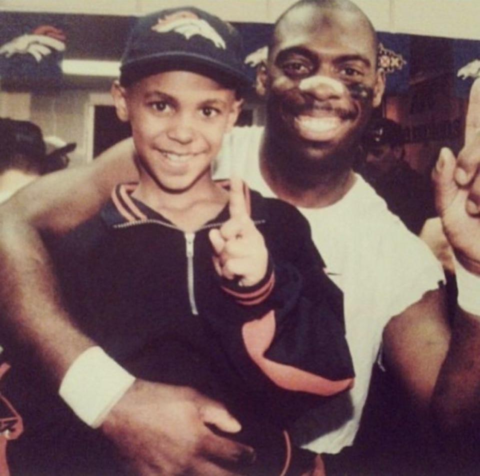 Now-Lions offensive coordinator Anthony Lynn and his son D'Anton when Lynn played for the Denver Broncos