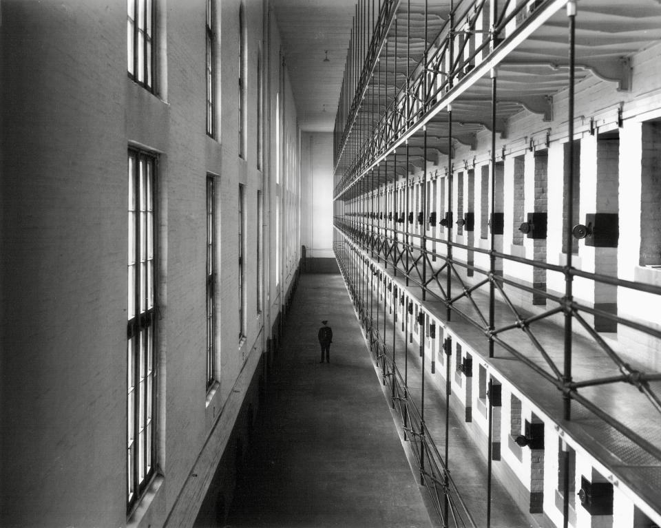 The Ohio State Reformatory is planning to restore the West Cell Block. Here is a photograph of the area when it was in good condition, provided by OSR.