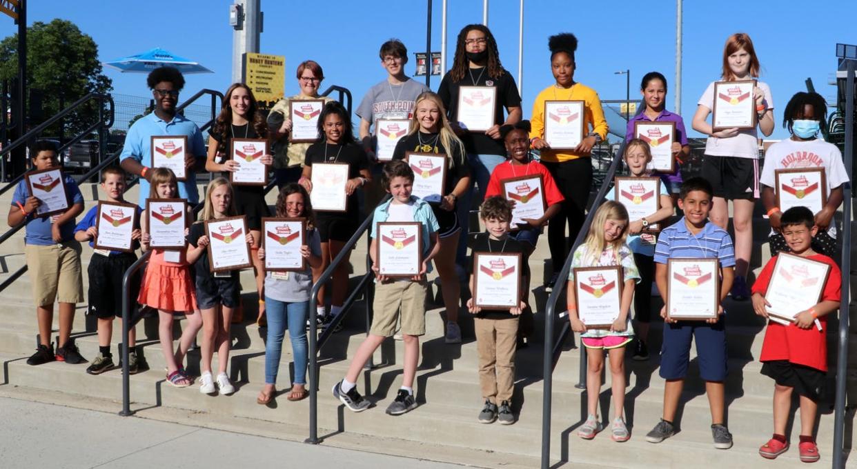 "Do the Right Thing," winners were honored on Tuesday, May 17, at the CaroMont Health Park before a Honey Hunters game. Students from various Gaston County schools were recognized each month from October through April for distinguishing themselves by their actions.
