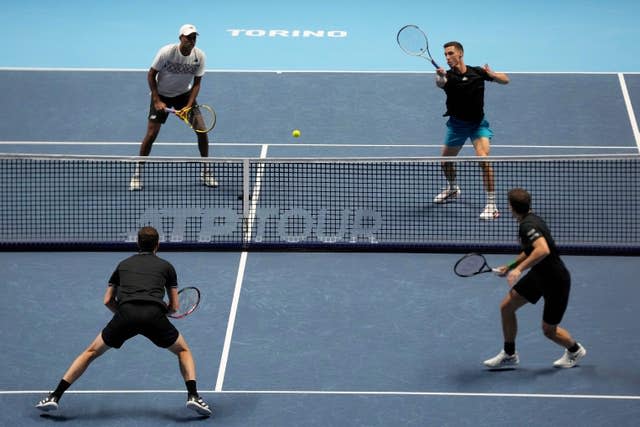 Rajeev Ram and Joe Salisbury (top) take on Jamie Murray and Bruno Soares